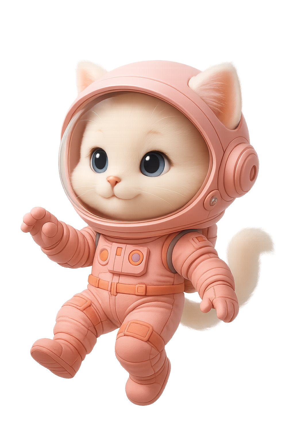Astronaut Cat floating towards letter planets