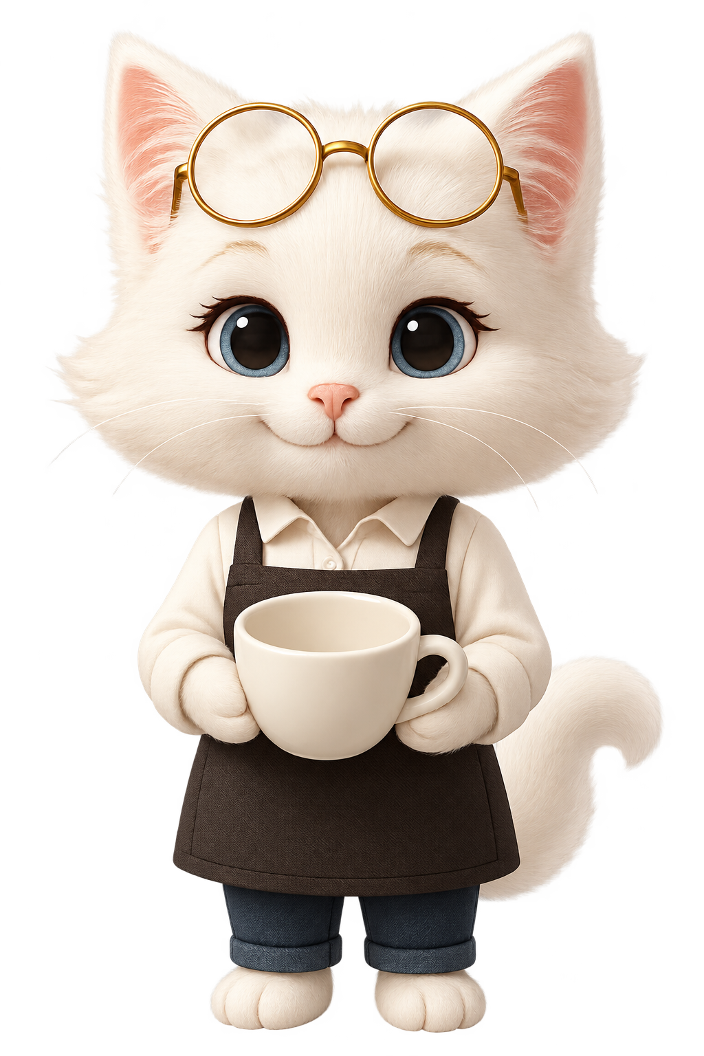 Barista Cat ready with an empty cup
