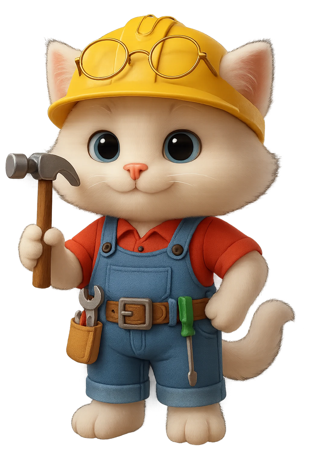 Builder Cat ready with a hammer