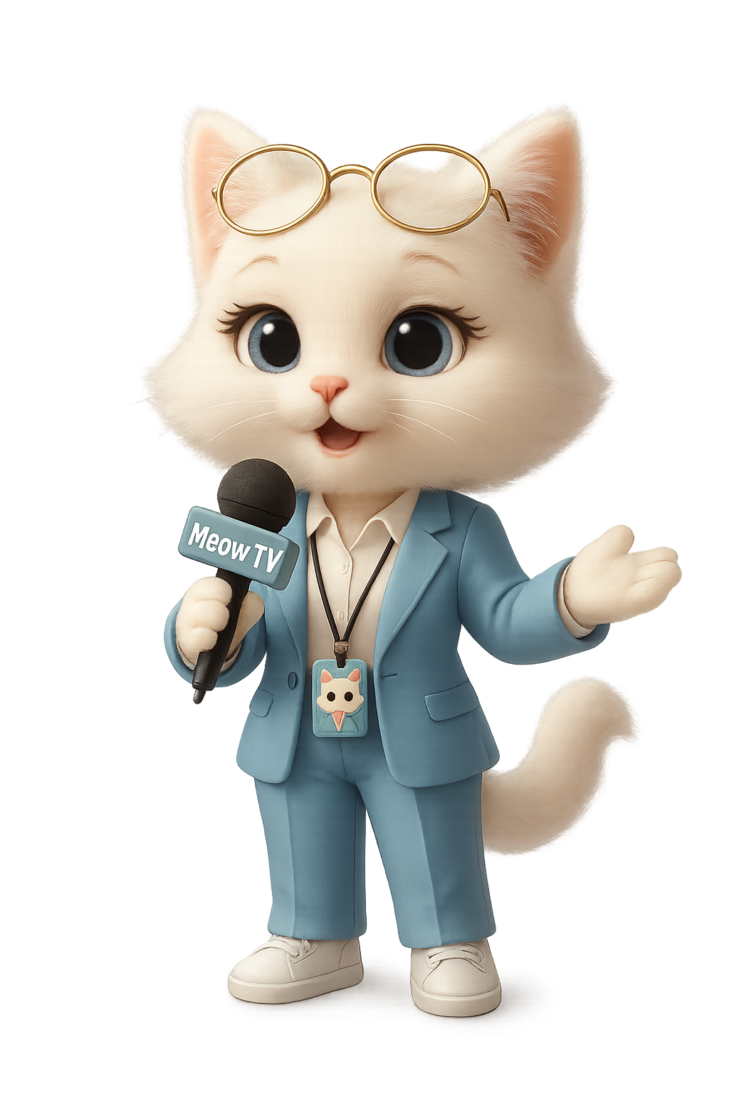 Reporter Cat holding her news microphone