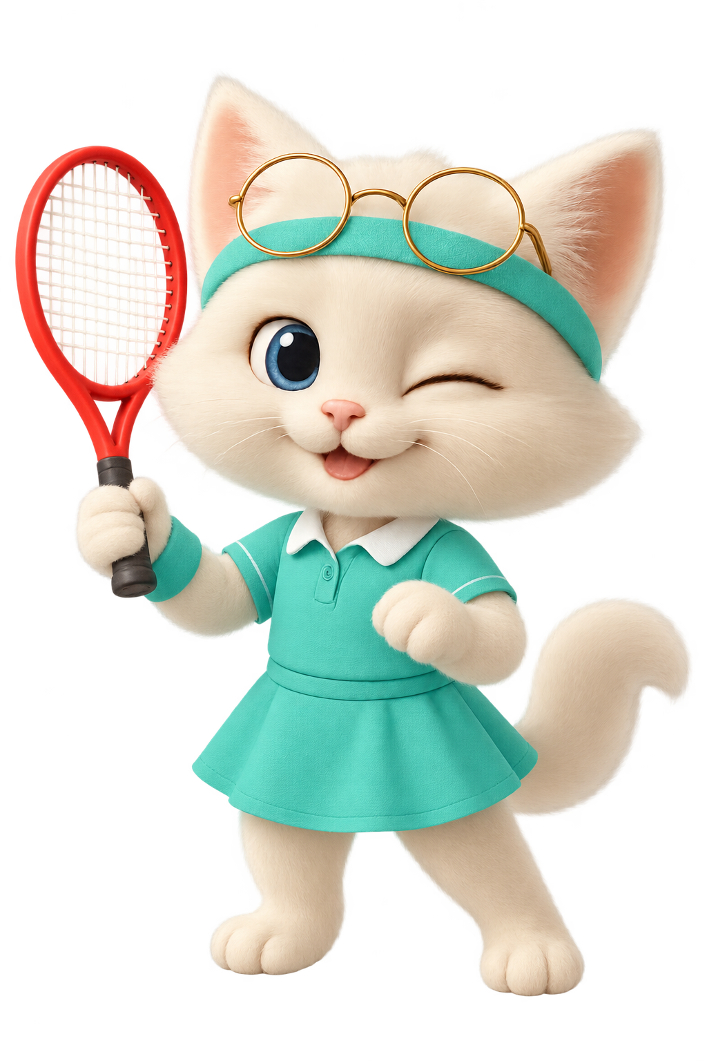 Ms Meow Meow ready to catch a tennis ball